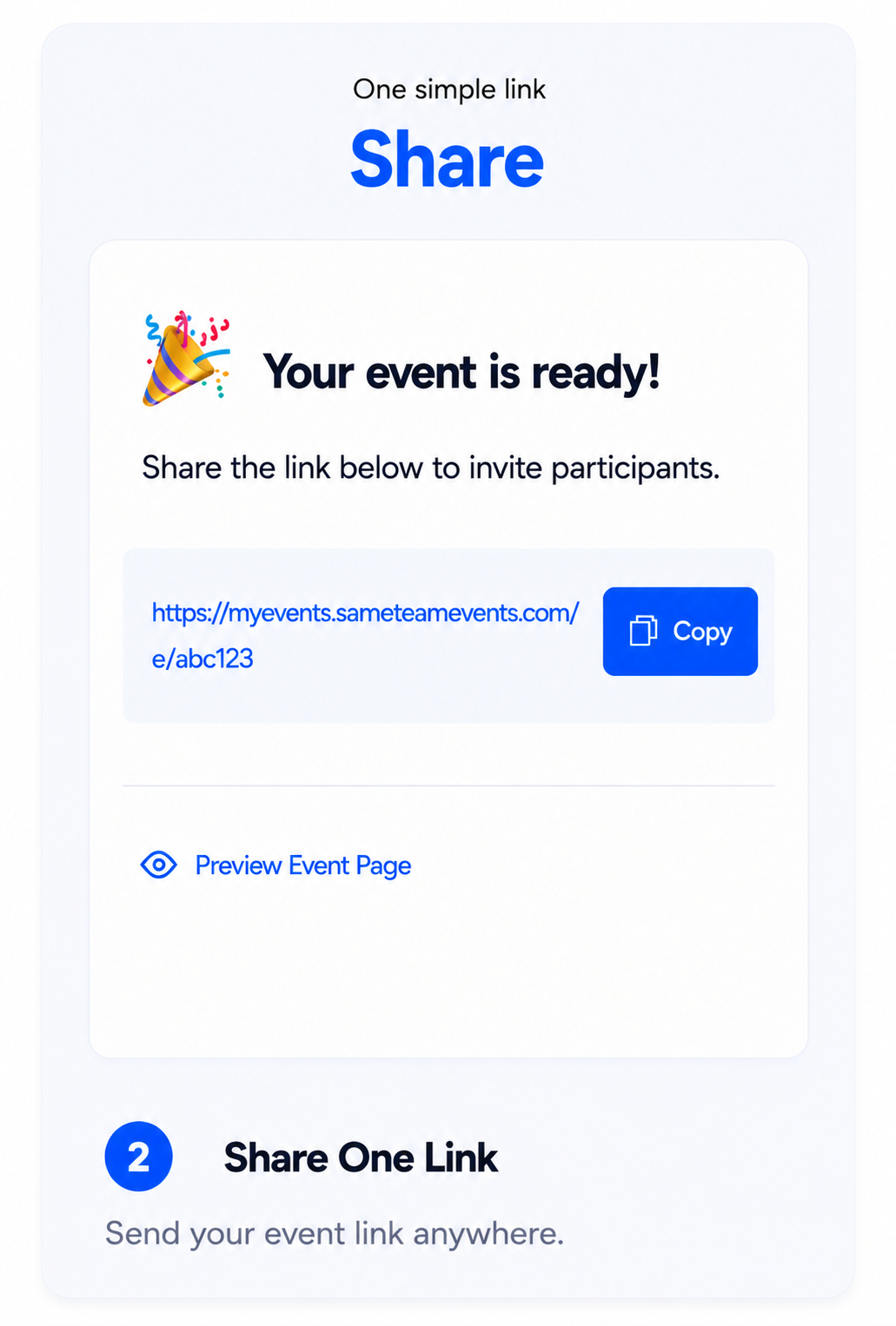 Share one event link with guests
